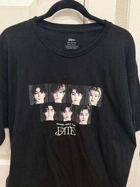 Black ENHYPEN fate World Tour official tour merch shirt with faces